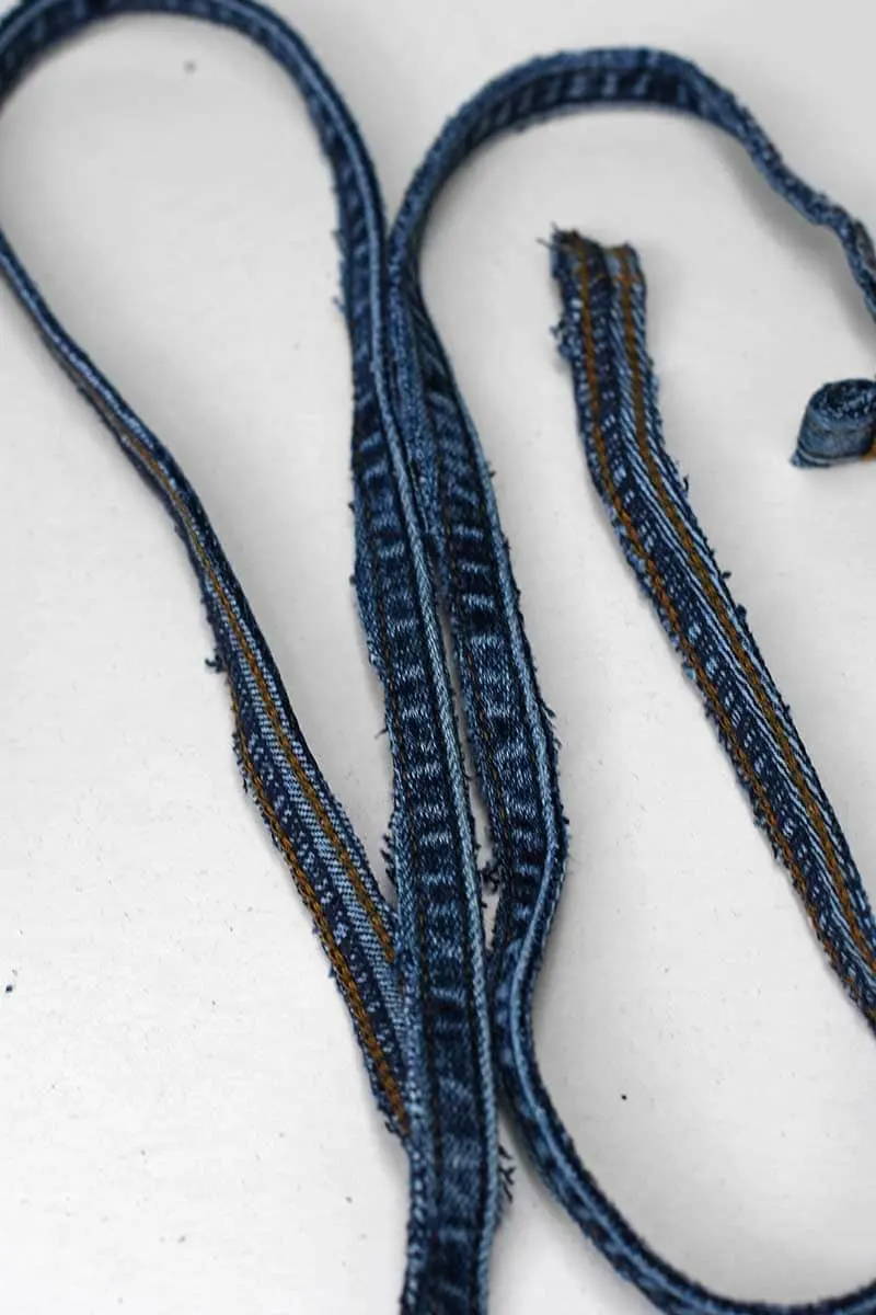 jeans seams for a DIY denim bracelet