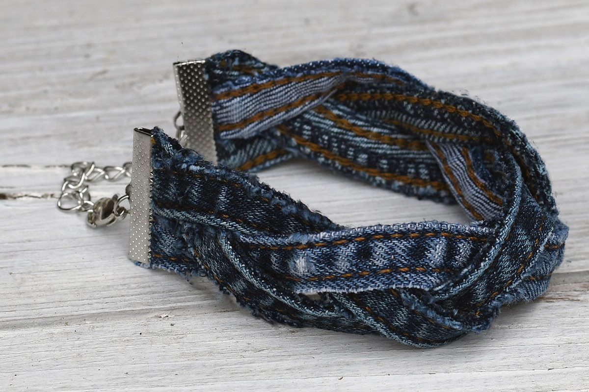 An Easy DIY Denim Bracelet From Old Jeans - Pillar Box Blue