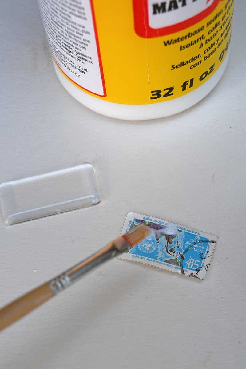 adding Mod Podge to stamp