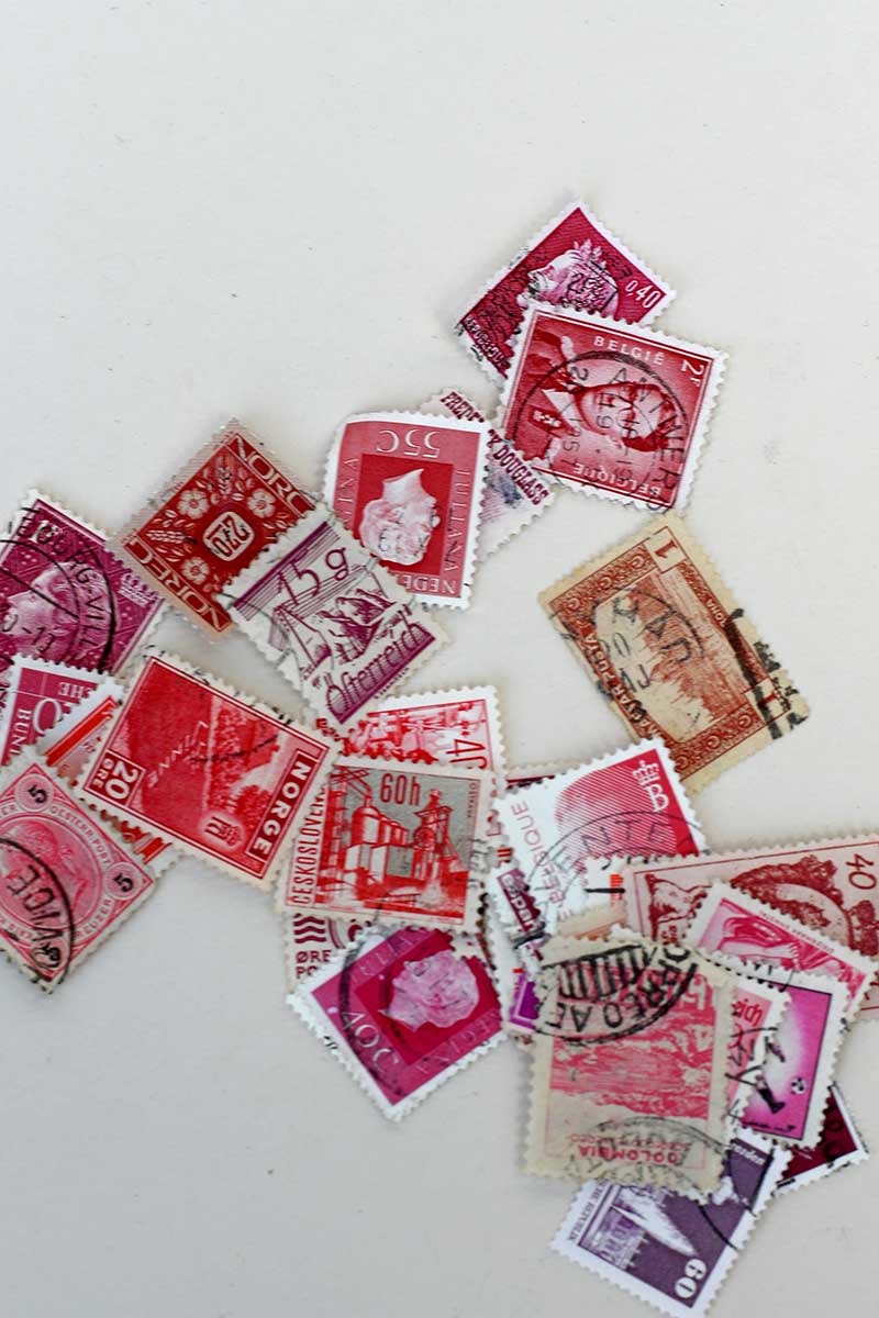 Red postage stamps