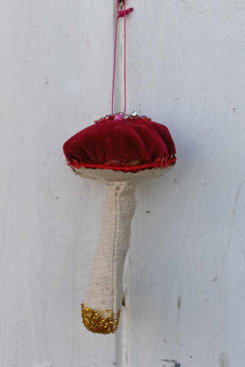 Decorated fungi Christmas ornament