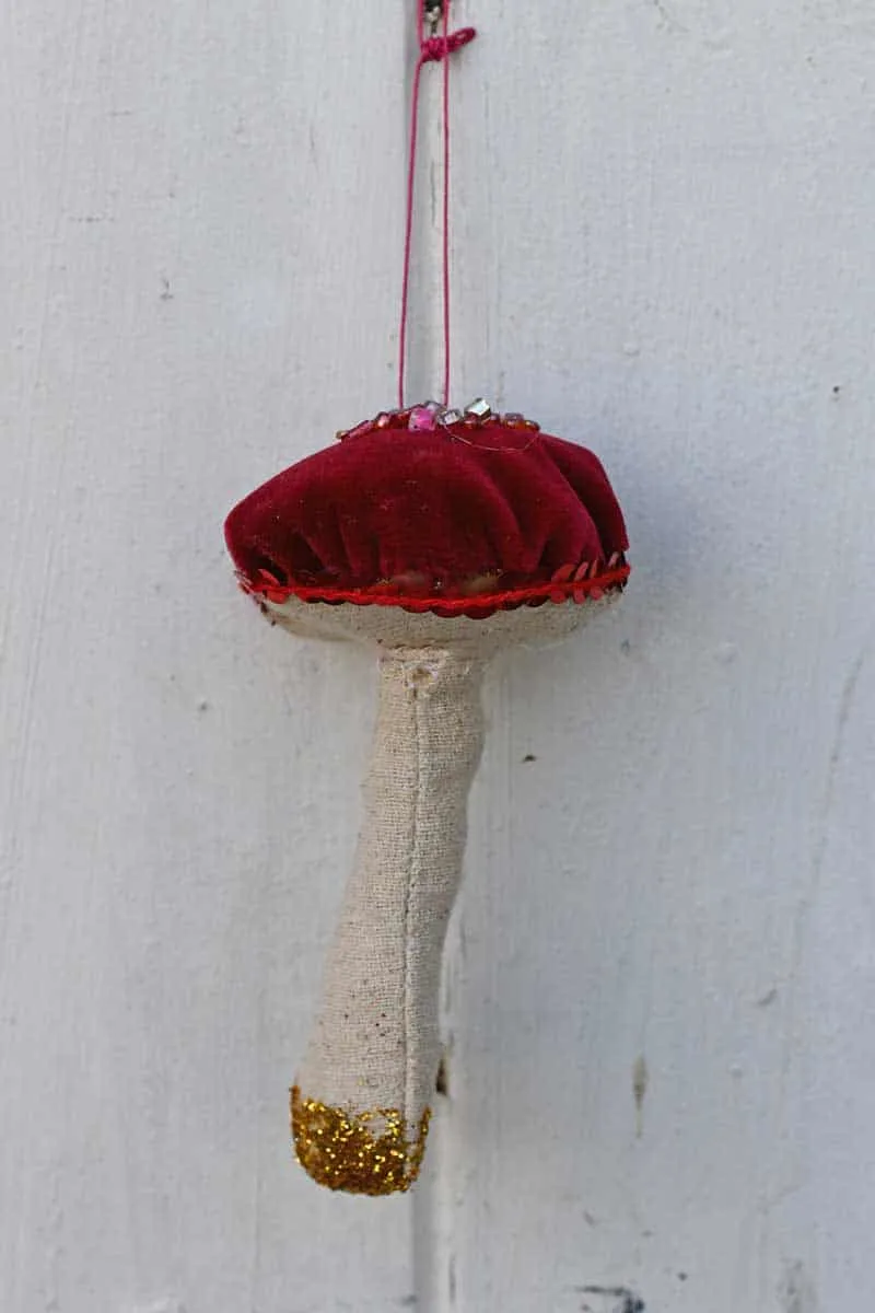 Decorated fungi Christmas ornament