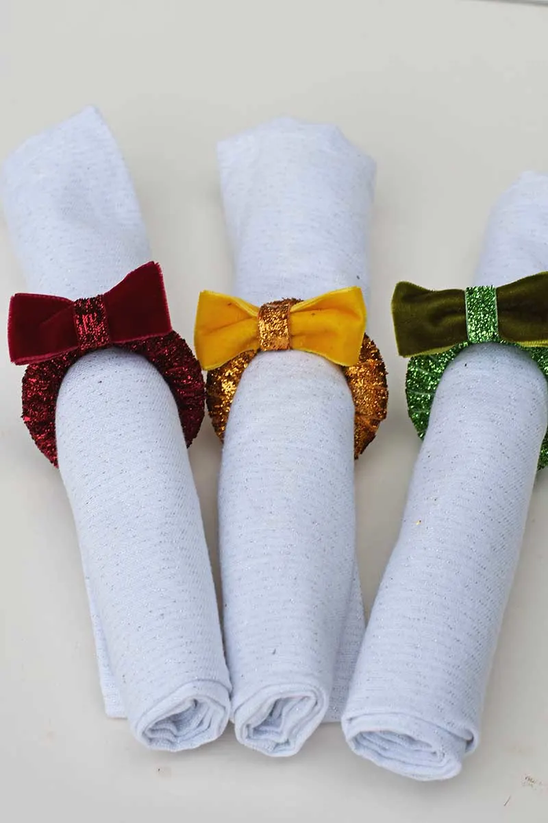 upcycled Christmas napkin rings.