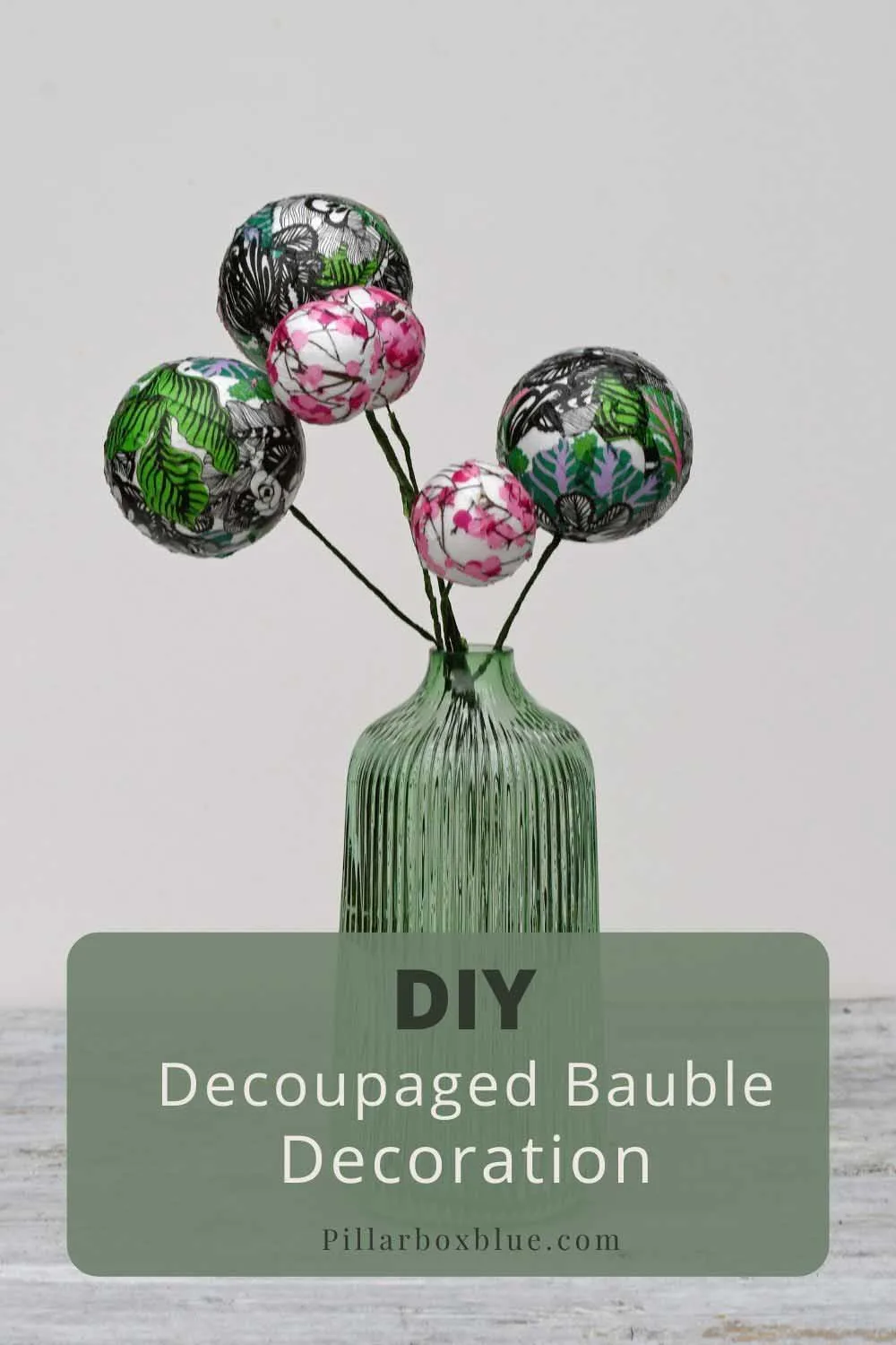 decoupage bauble flower display