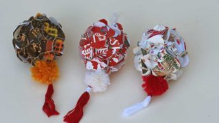 ornaments made from old Christmas cards