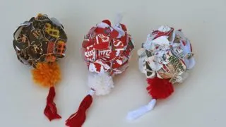 ornaments made from old Christmas cards