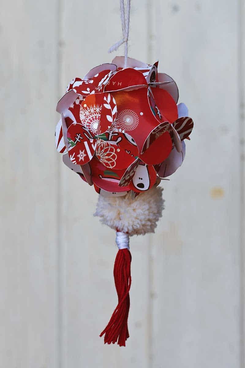 recycled Christmas card ornament