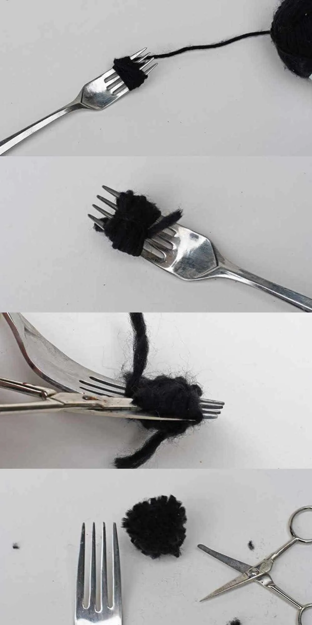 Making a fork pompom