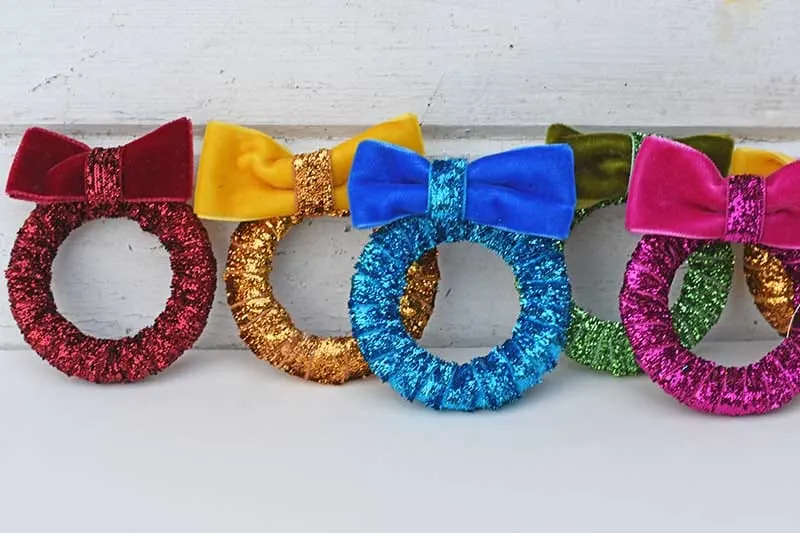 Rainbow of handmade napkin rings