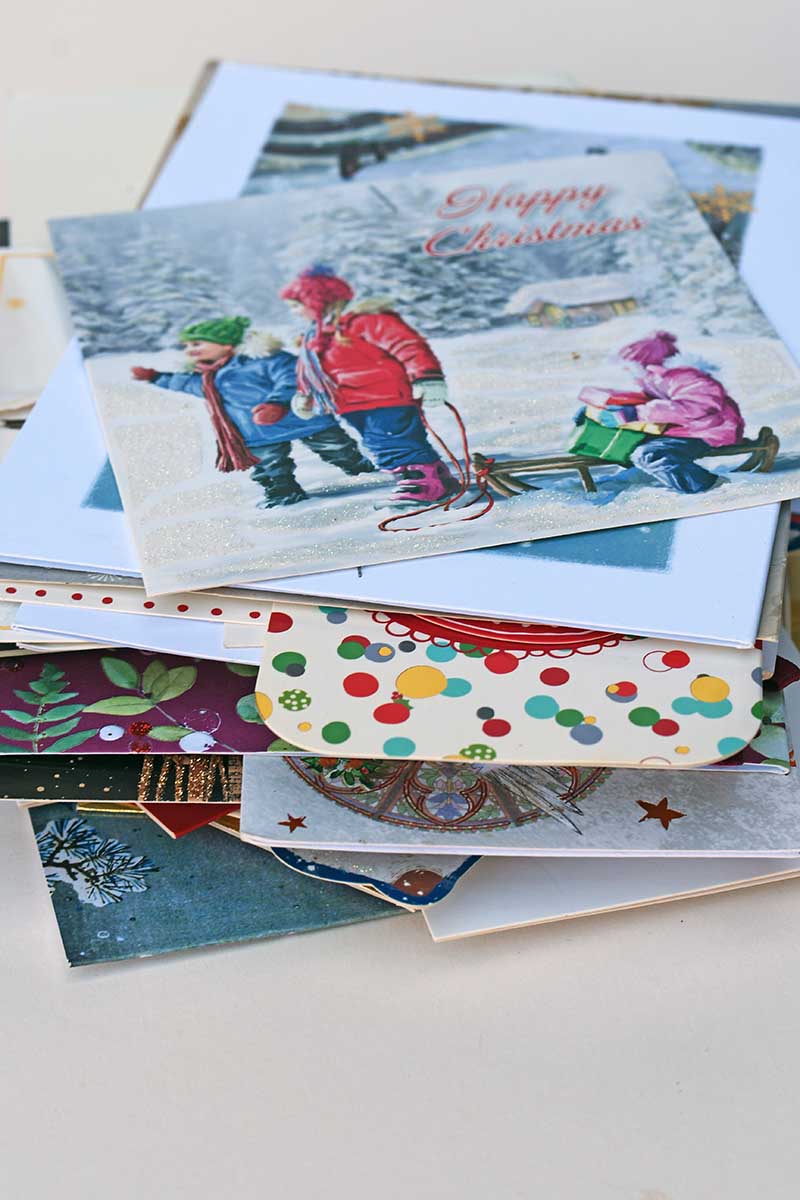 Stack of old Christmas cards