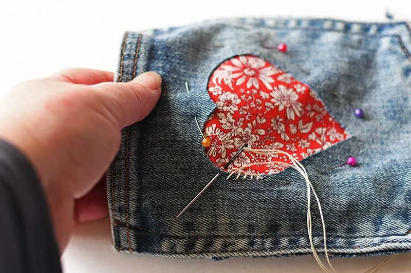 blanket stitch heart applique