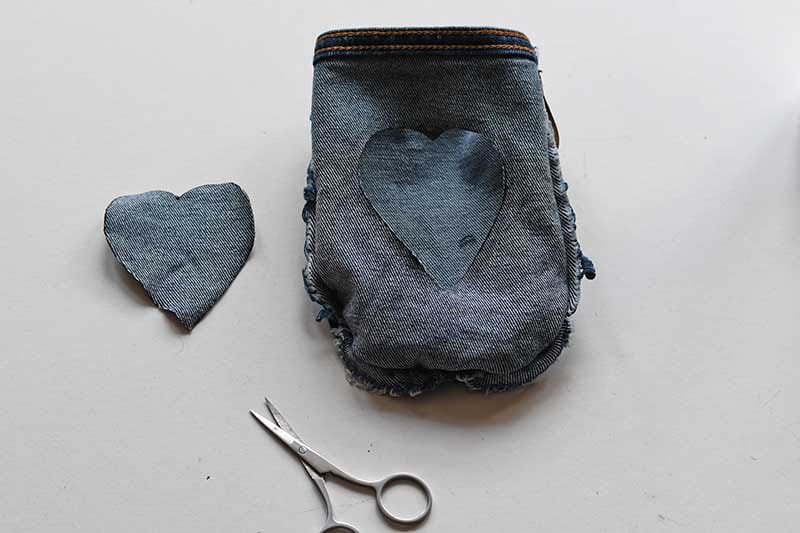 cut out denim heart