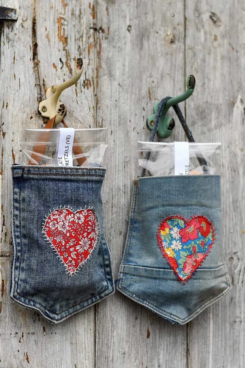 denim heart gift pockets