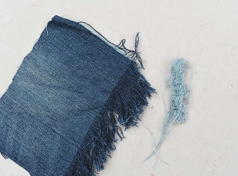 fraying denim to make a tassel 