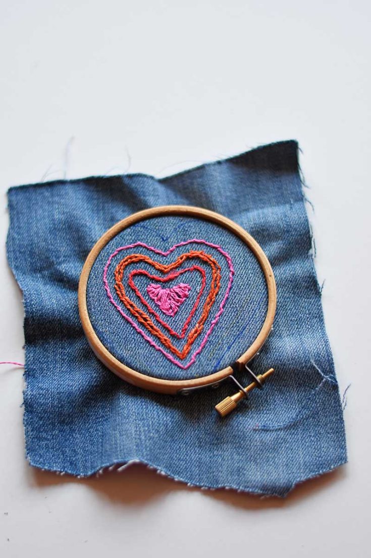 How To Make An Embroidered Heart Denim Decoration Pillar Box Blue