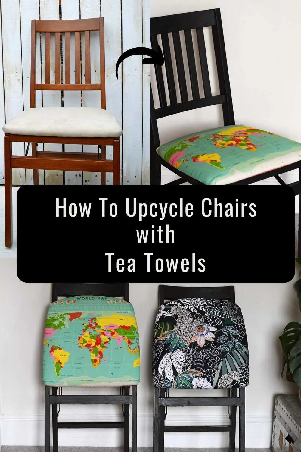 Tea towel chair upcycles