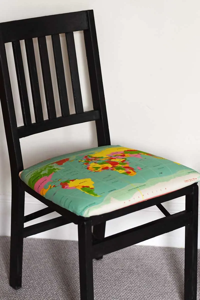 How to upcycle dining chairs with tea towels