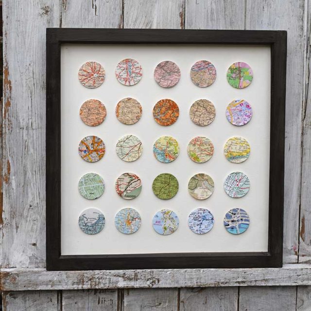 DIY Map Art With Repurposed Road Maps - Pillar Box Blue