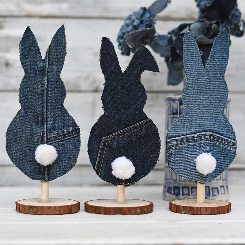 Denim bunnies decoration