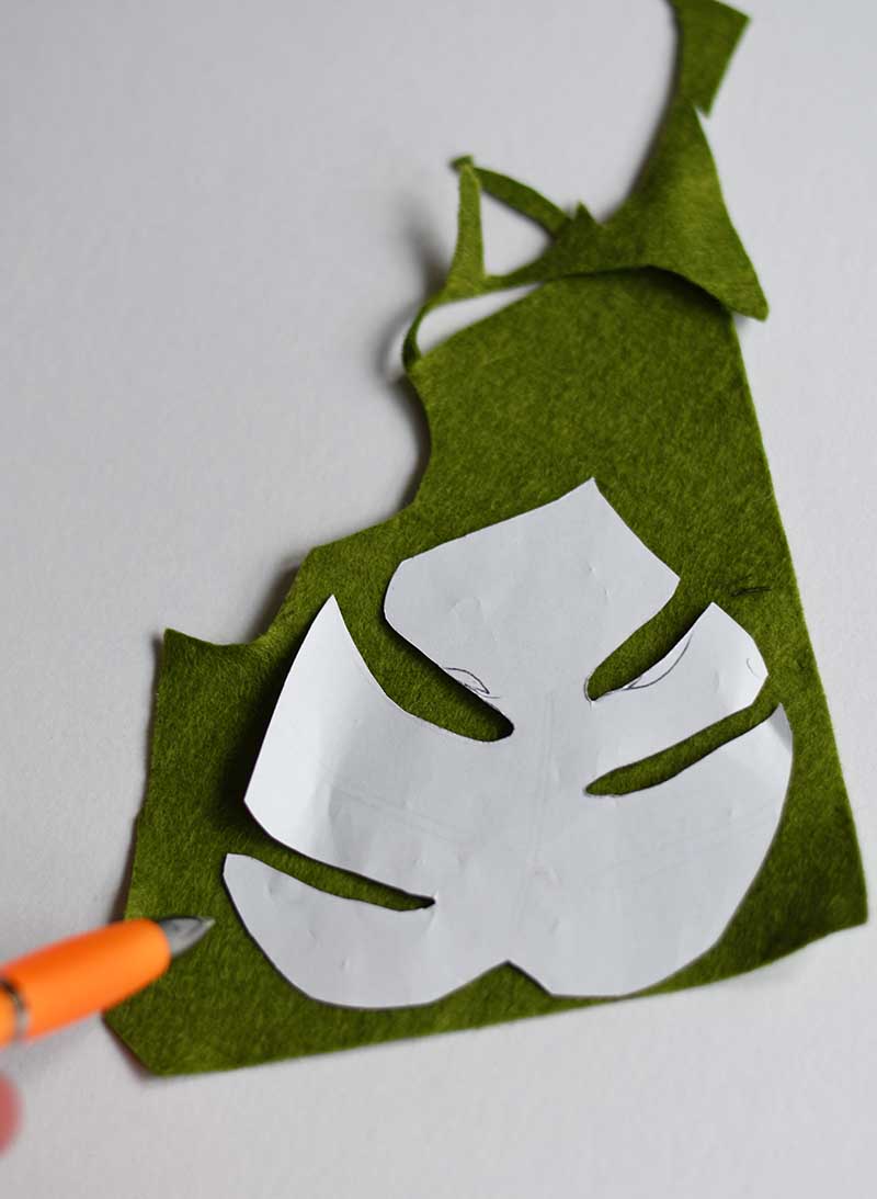 Monstera leaf felt template