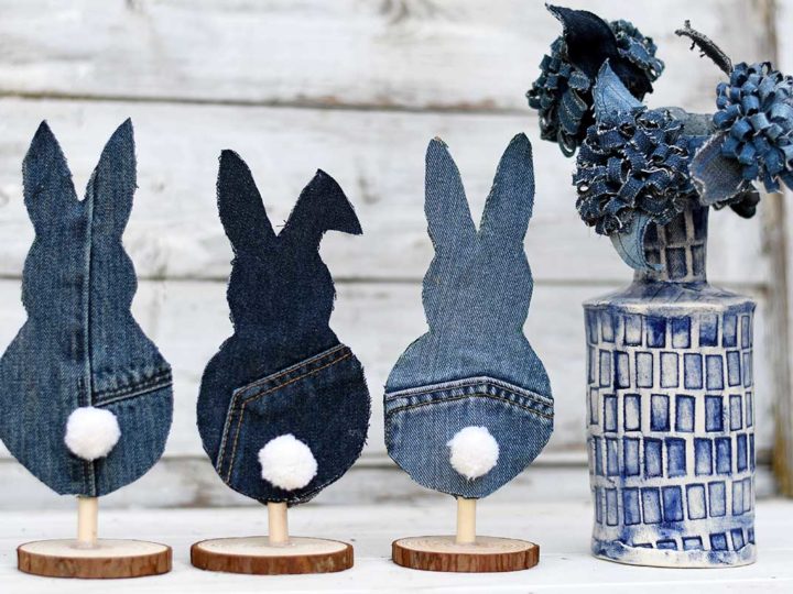 DIY denim bunny decoration