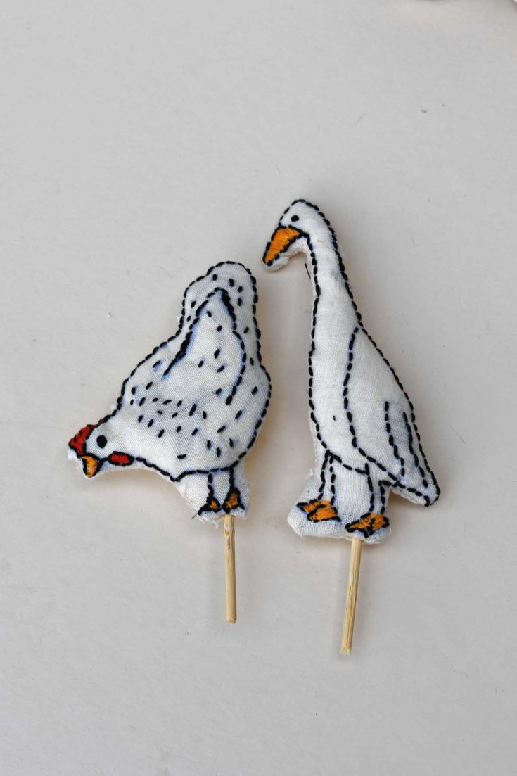 Hen and Duck embroidery figures