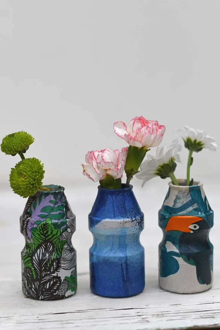 blue Marimekko mini bud vases