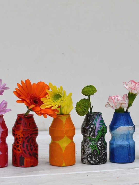 Unique Decoupage DIY Bud Vases Made From Repurposed Materials