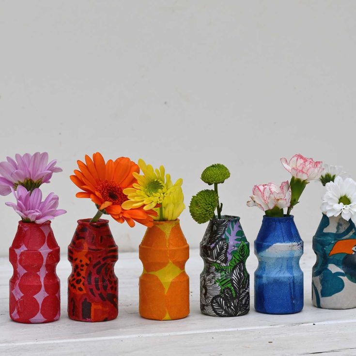rainbow of Marimekko mini vases