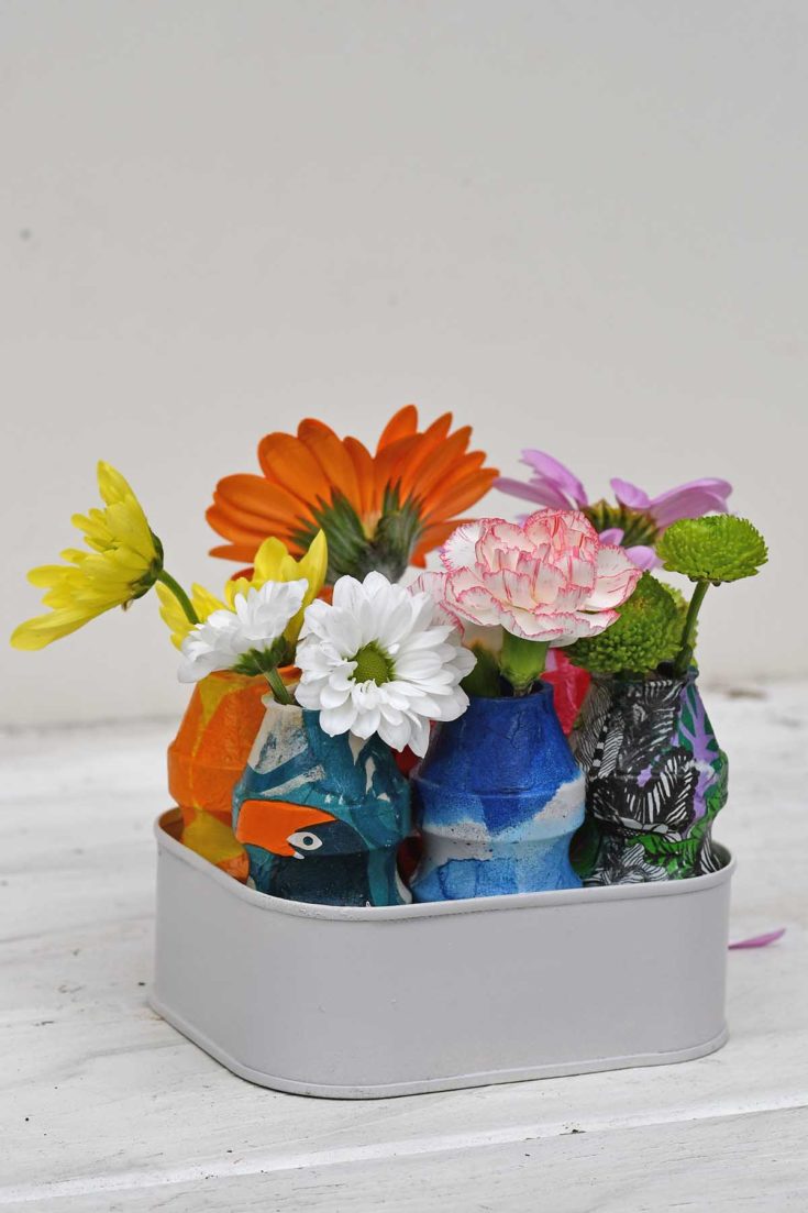 DIY mini vases from upcycled bottles