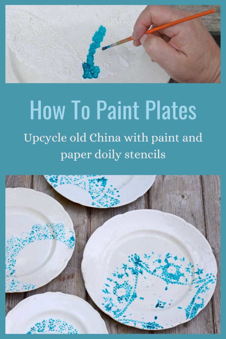 How To Paint Plates With A Doily - Pillar Box Blue