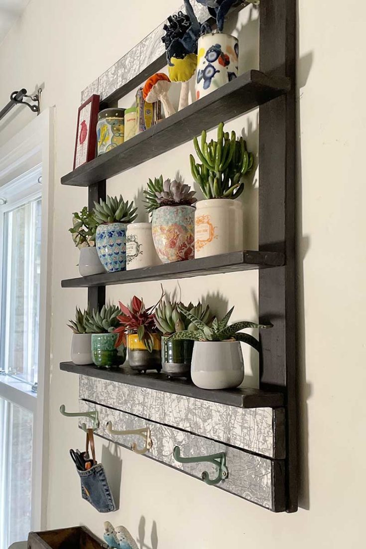DIY plant shelves side on