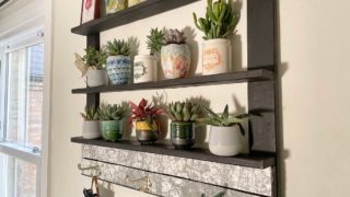 upcycle bed slat plant shelves