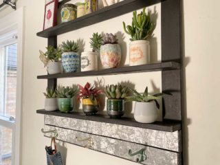 upcycle bed slat plant shelves