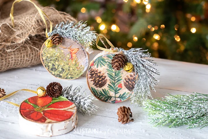 6 Christmas Wood Slice Ornament Ideas - Creative Ramblings
