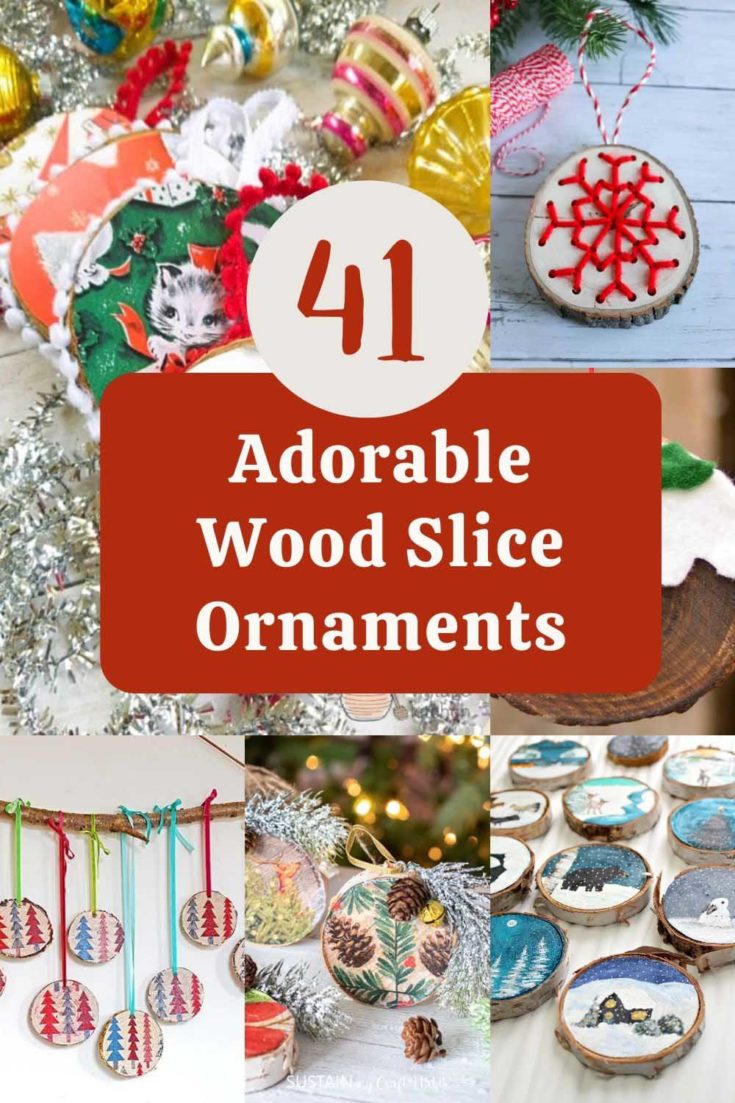 adorable wood slice ornament ideas for Christmas