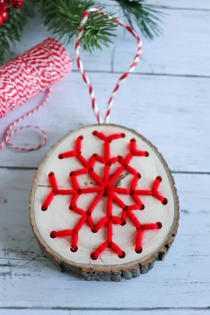 Marbled Wood Slice Ornaments with Plaid Crafts!