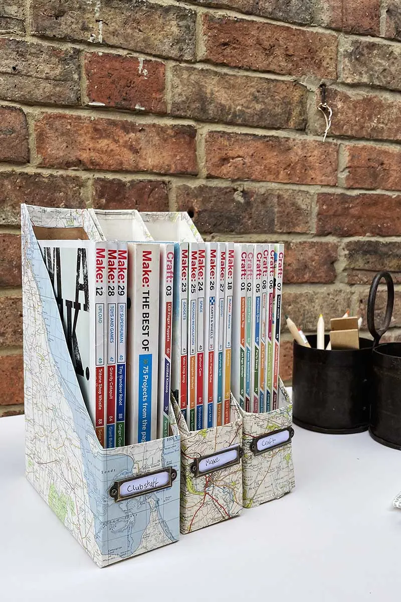 DIY Magazine holders with maps