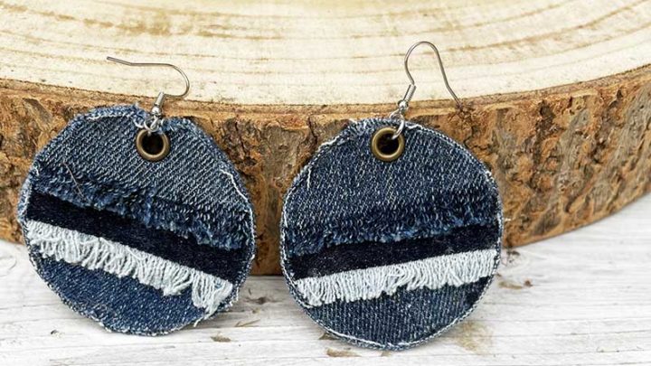 Denim Earrings Skinny Jean Long Hoops - Etsy