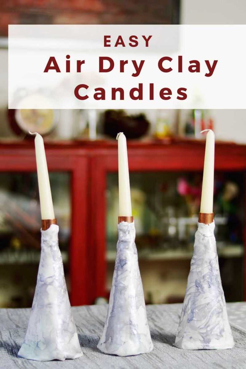 How To Make A Beautiful Marbled Air Dry Clay Candle Pillar Box Blue