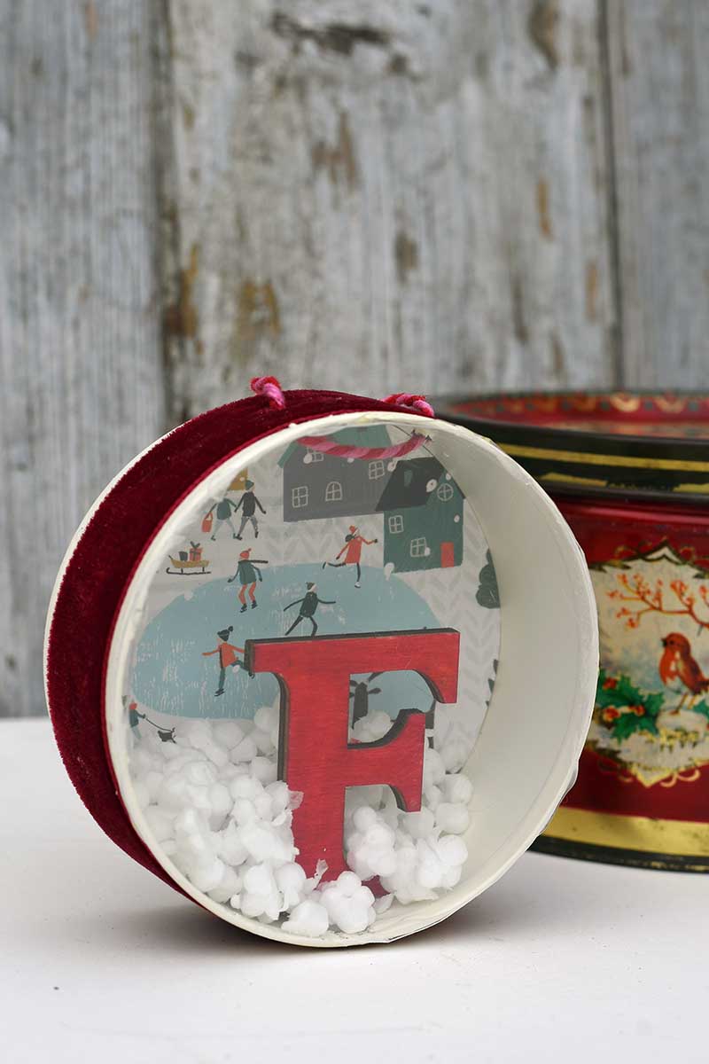 Upcycled personalized christmas ornament