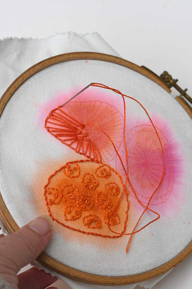watercolour embroidery