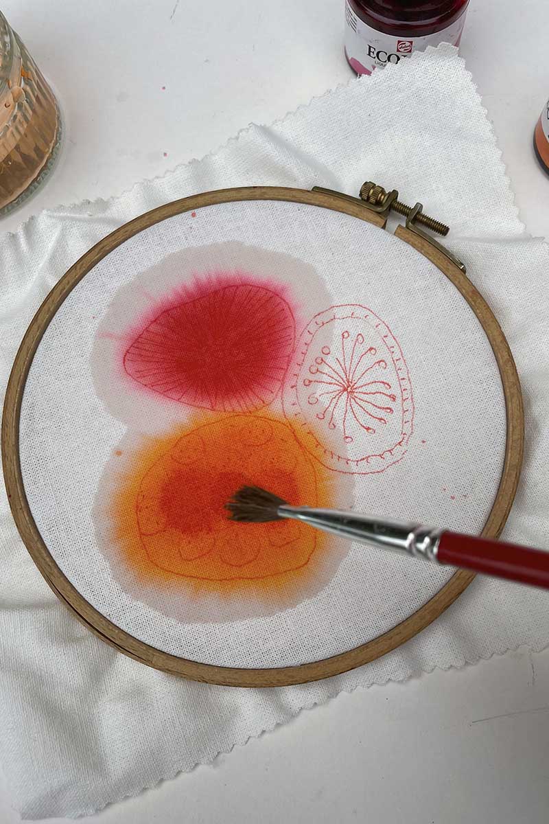painting fabric with watercolour inks