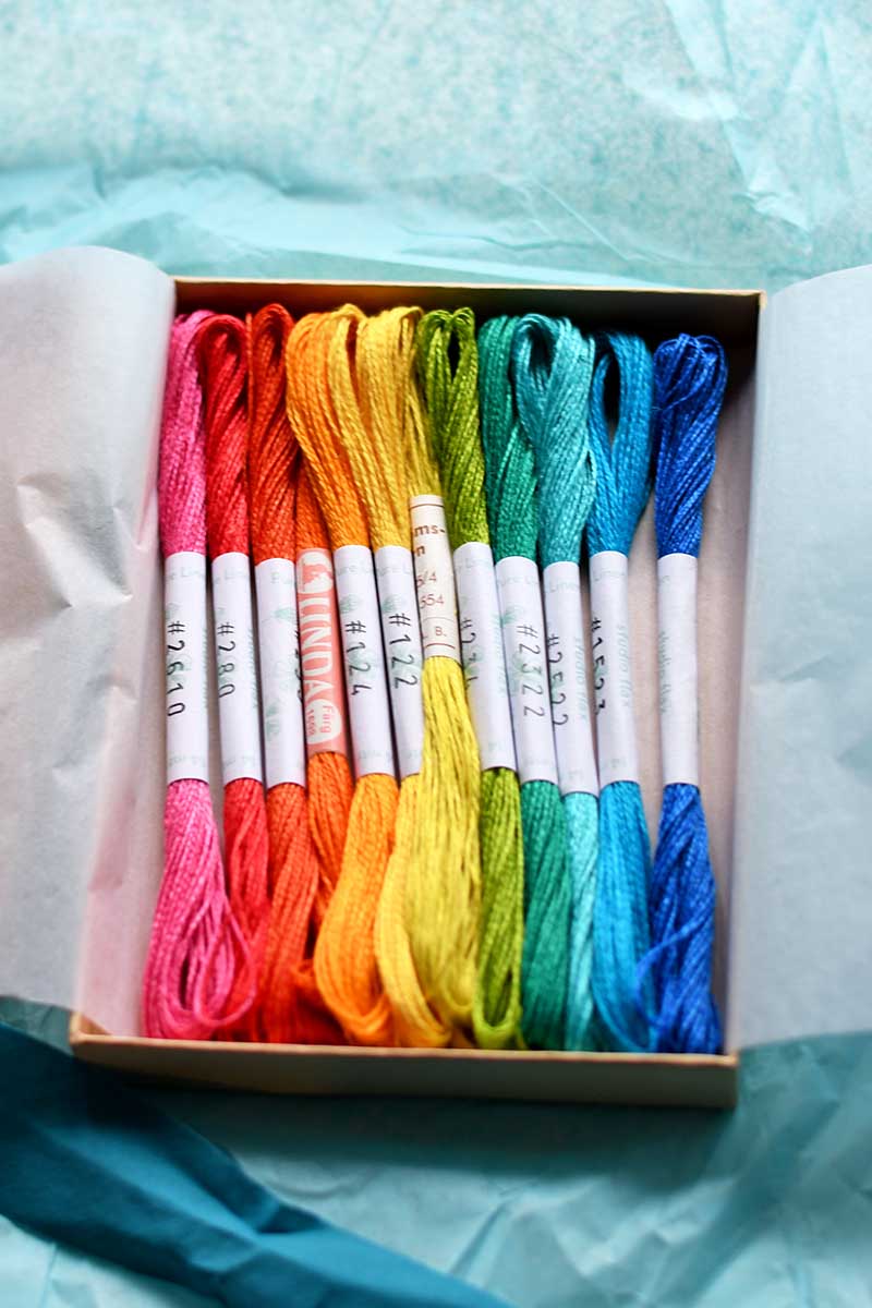 Rainbow linen threads