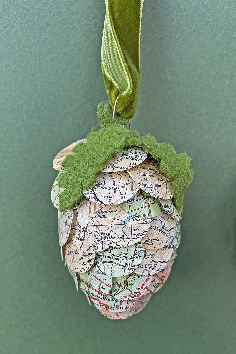 how to make paper pine cones with old maps