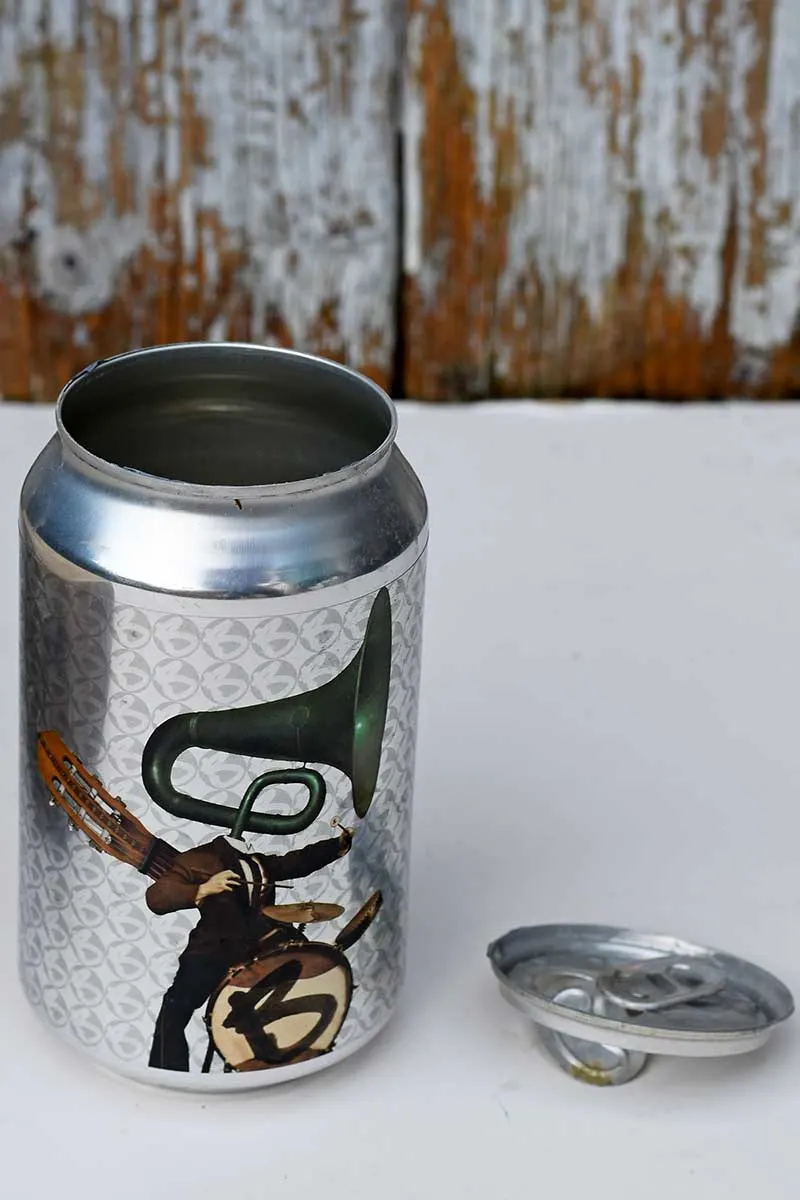Carft beer can with lid neatly removed