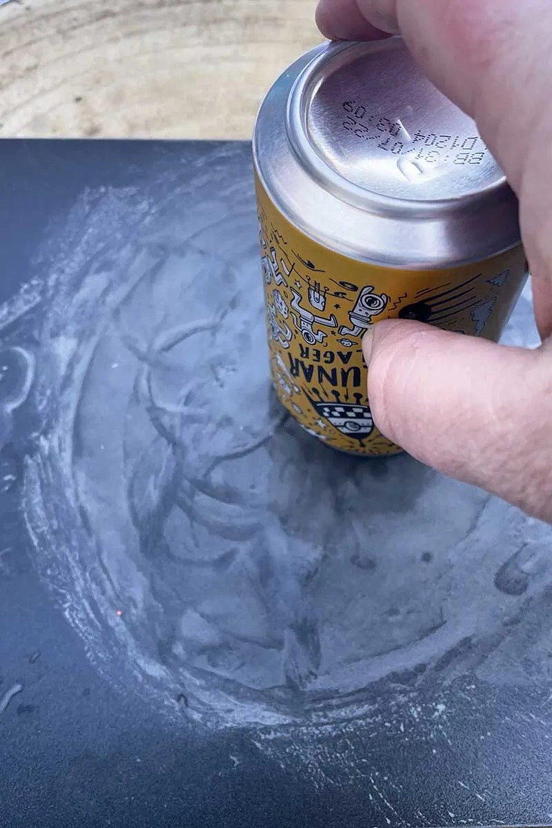 Sanding the beer can