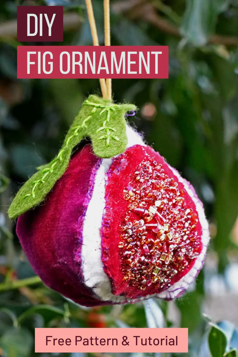 Velvet fabric fig ornament