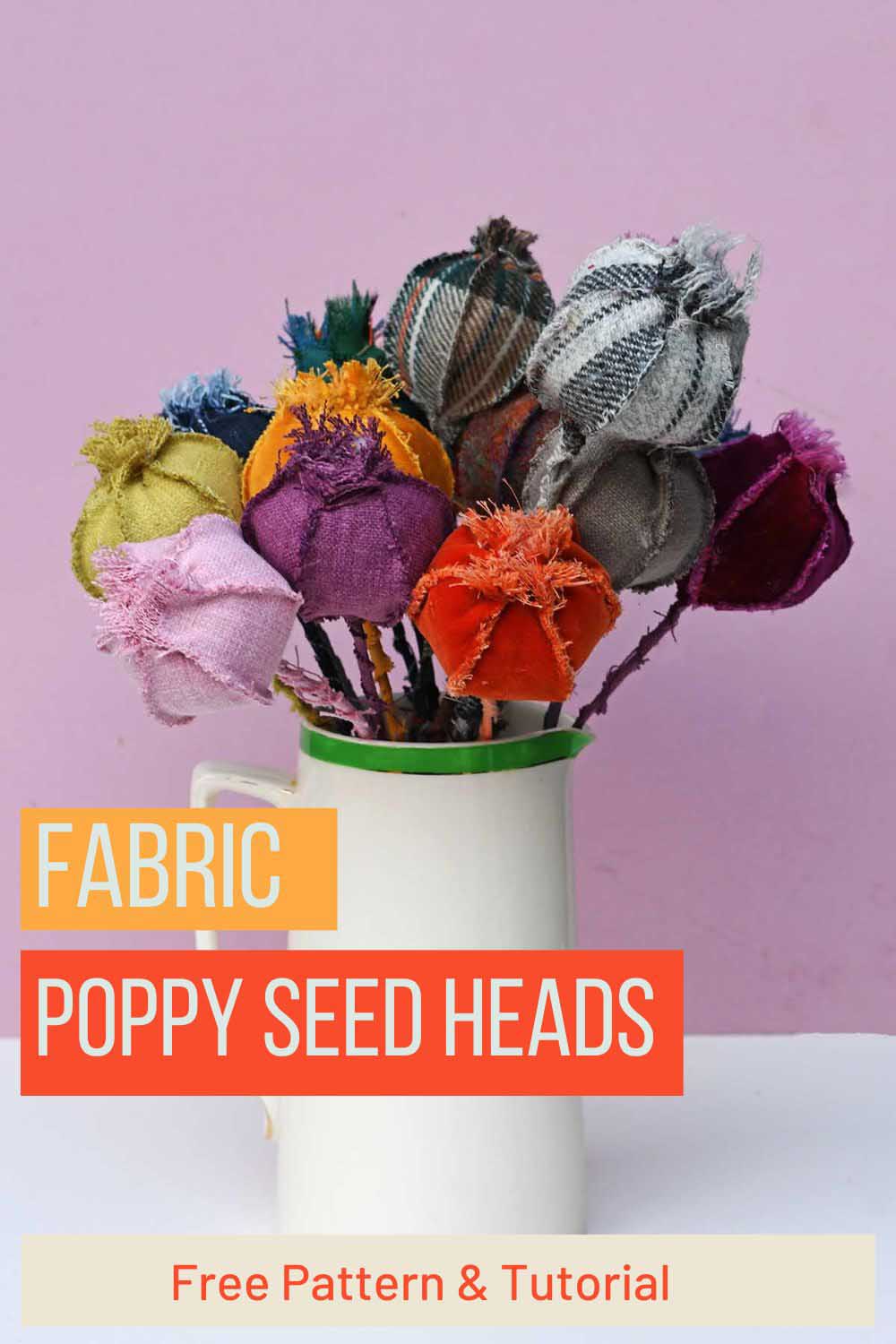 DIY fabric poppy seed pod heads