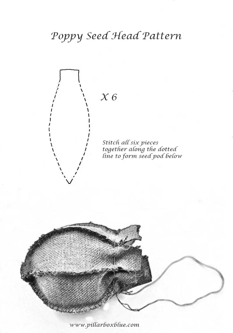 fabric flower pattern for poppy seed heads